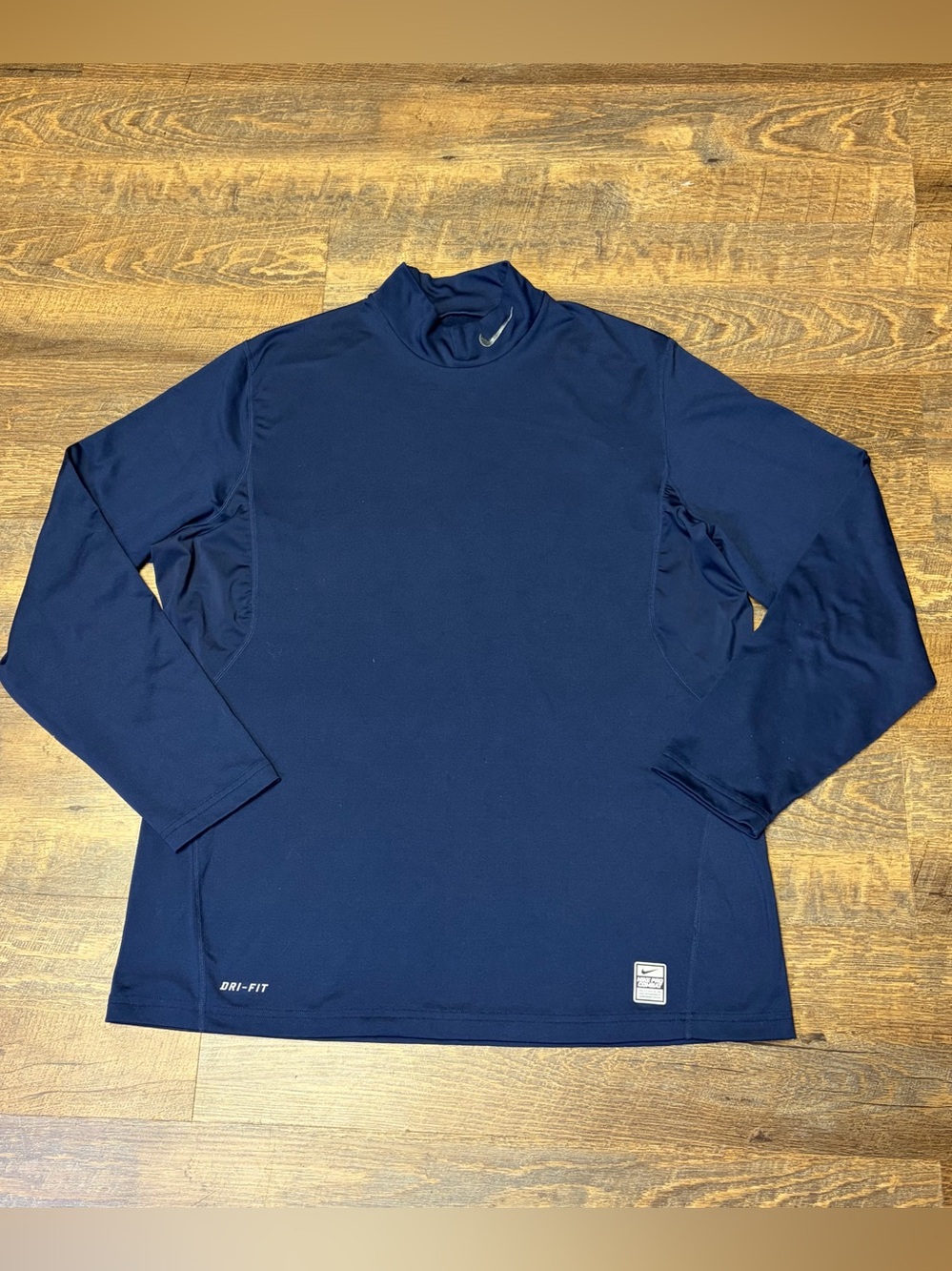 Nike Pro Combat Shirt Mens XL Blue Compression Mock Neck Fitted Dri-Fit
